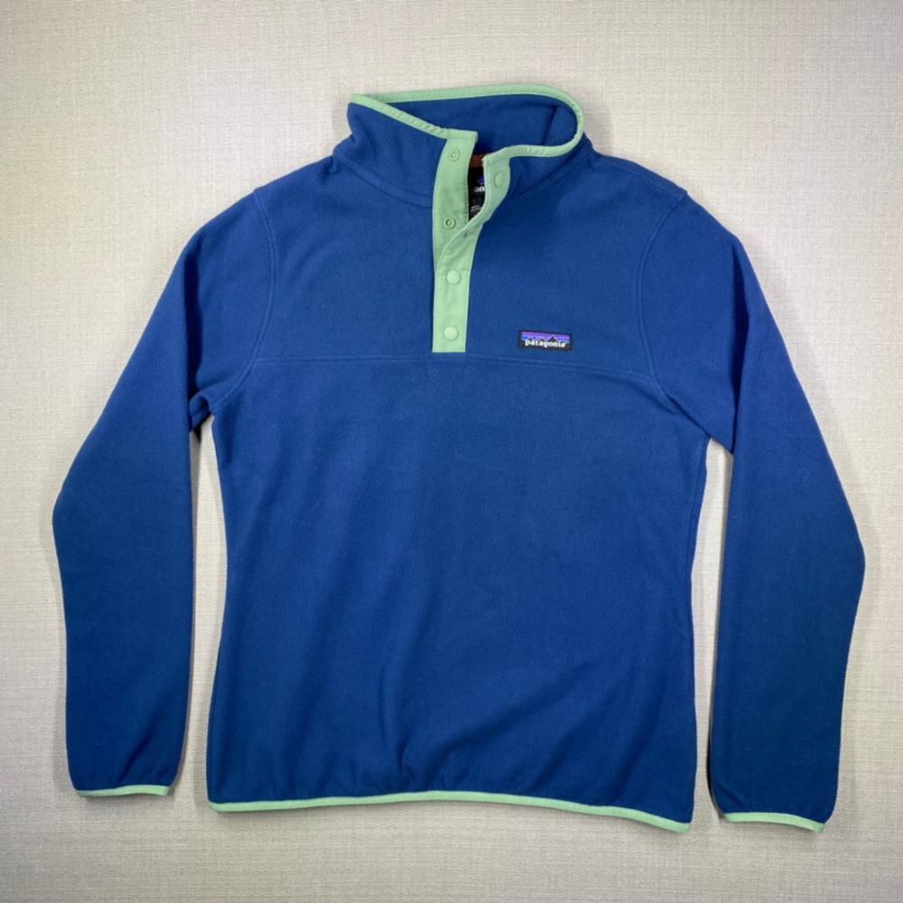 Patagonia Womens Micro D Fleece Pullover Blue Green Snap-T Small